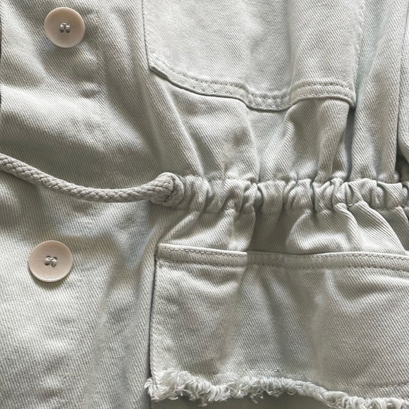 Zara denim oversized jacket w waist tie in green NWOT - Picture 9 of 17